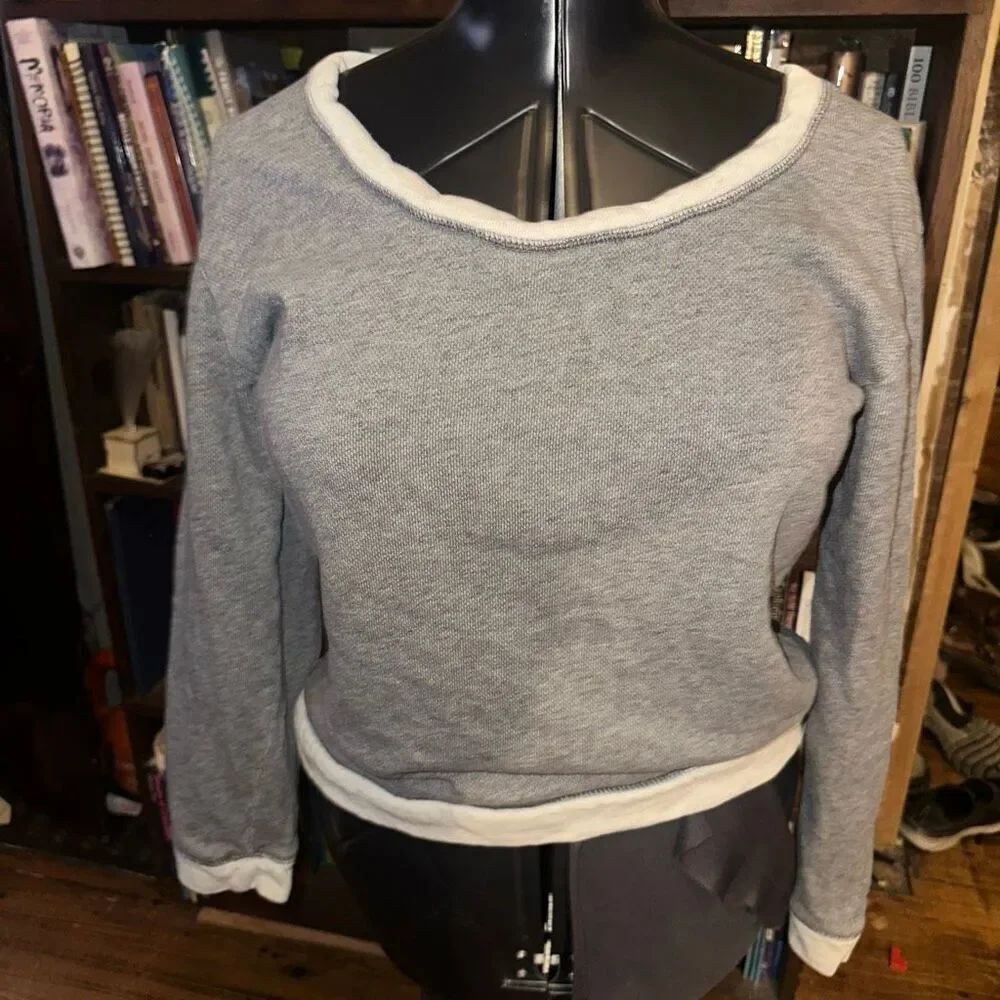 J Crew terry cloth gray cropped minimalist M sweatshirt